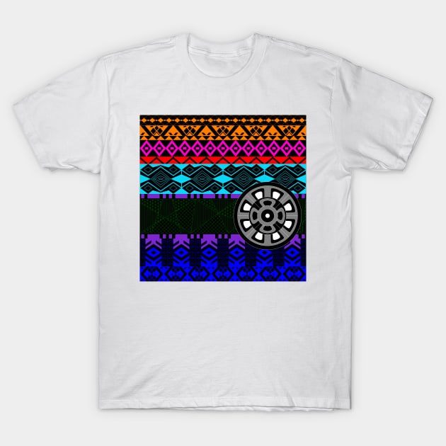 mandala pattern in totonac art in ecopop wallpaper T-Shirt by jorge_lebeau